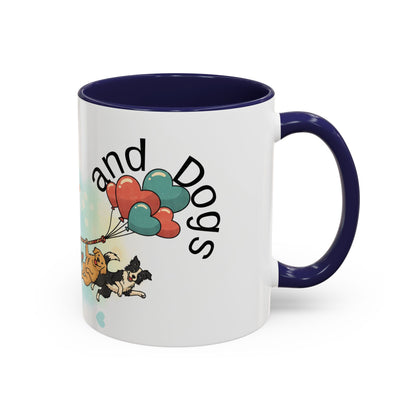 Valentine Dogs Tug-of-Love Mug — Playful Pop-Art Heart Balloons
