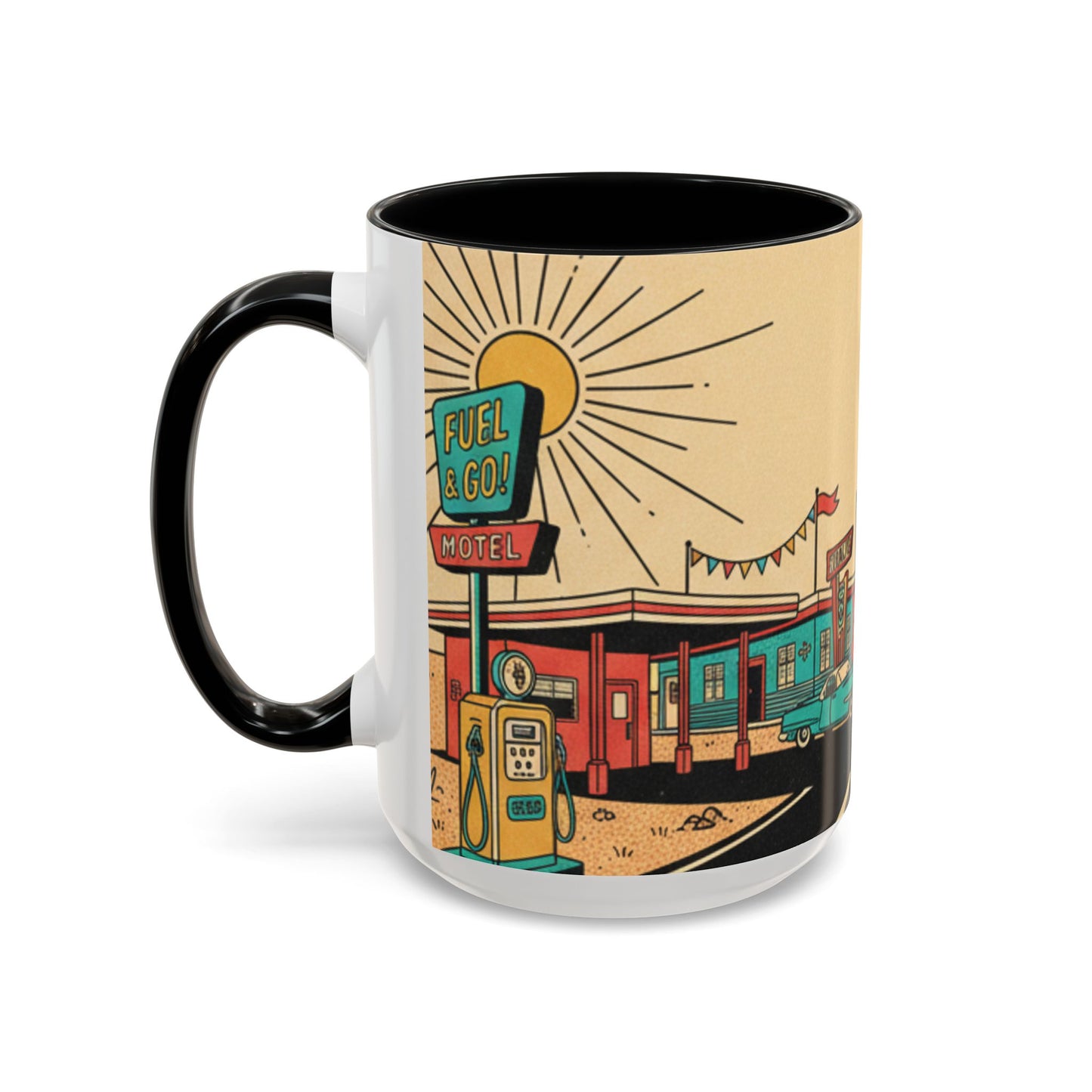 Route 66 Seligman Retro Pop Art Coffee Mug — Vintage Desert Roadside Design (11/15oz)
