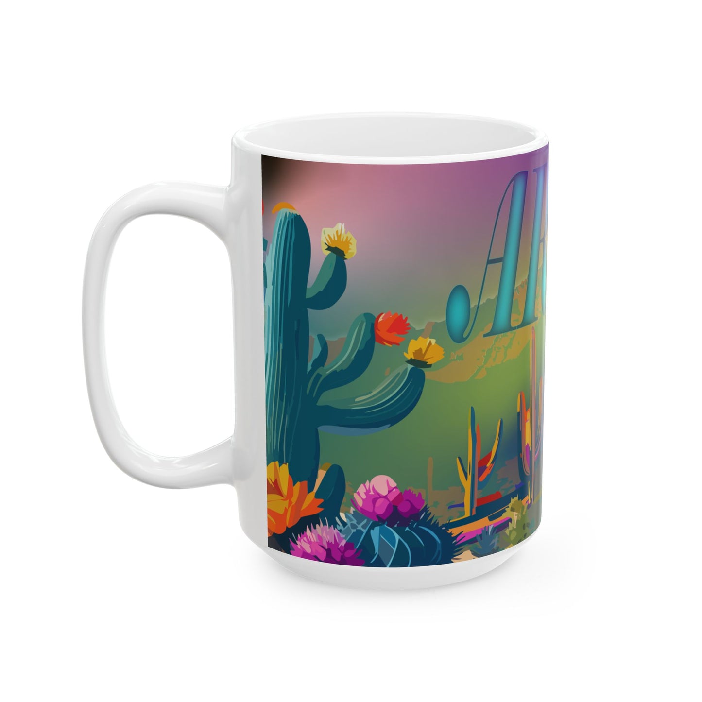 Vibrant Arizona Ceramic Mug | Unique Gift, Home Décor, Coffee Lover's Cup, Southwestern Art, Travel Souvenir