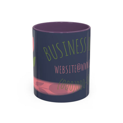 Custom Business Coffee Mug — Personalized Floral Accent Mug with Website & Contact