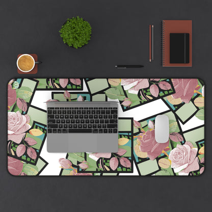 Floral Desk Mat - Eco-Friendly Workspace Decor, Office Gift for Her, Home Office Accessories, Desk Protector, Rose Pattern