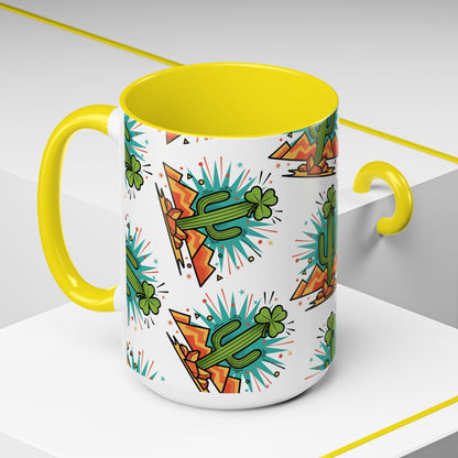 Arizona Shamrock Cactus Mug — Retro Pop Art St. Patrick’s Day Coffee Cup (11/15oz)