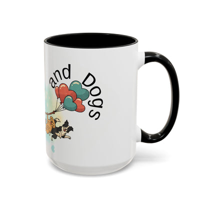 Valentine Dogs Tug-of-Love Mug — Playful Pop-Art Heart Balloons
