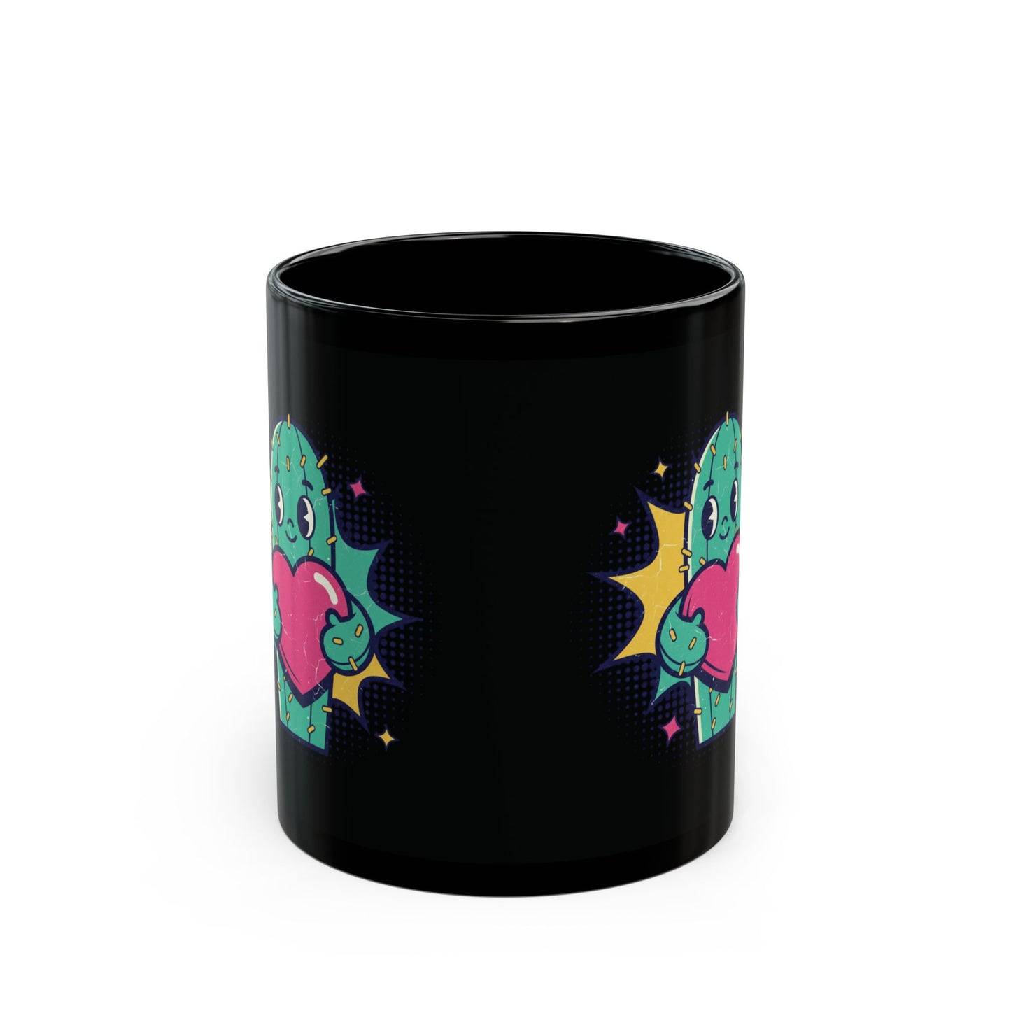 11oz/15oz Black Mug — "The Prick That Holds My Heart" Cactus Love Coffee Cup