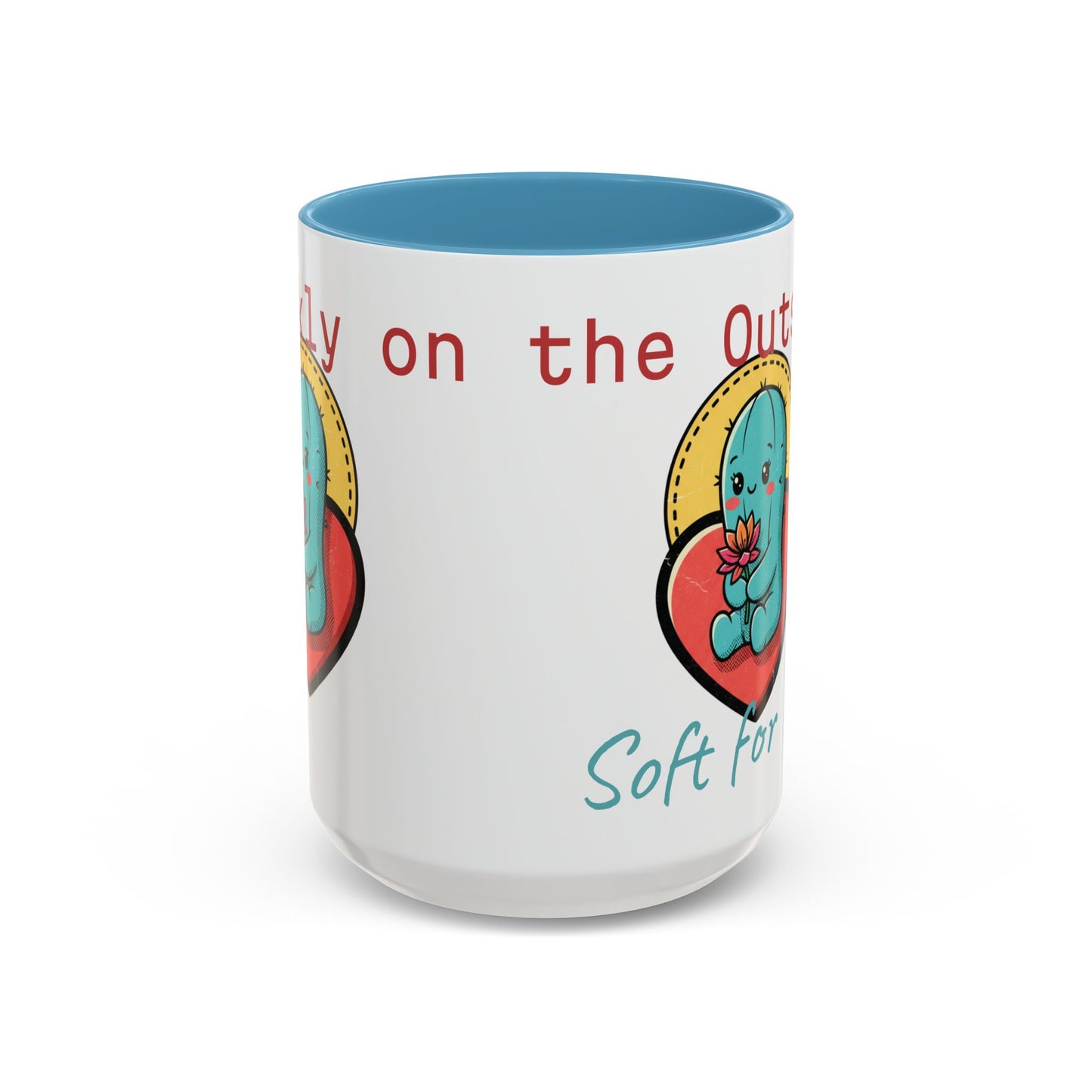 Prickly on the Outside, Soft for You Accent Coffee Mug — Cute Cactus Ceramic Mug (11/15 oz)