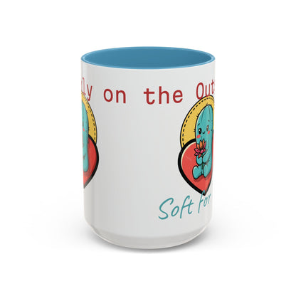 Prickly on the Outside, Soft for You Accent Coffee Mug — Cute Cactus Ceramic Mug (11/15 oz)