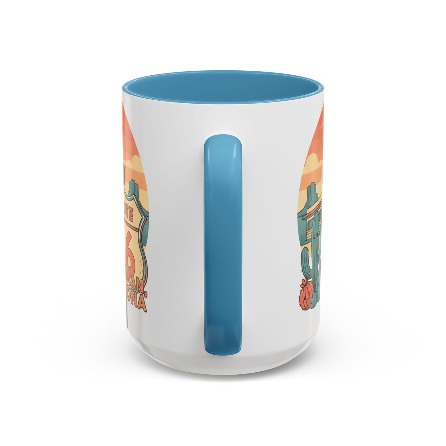 Route 66 Seligman Retro Pop Art Coffee Mug — Pastel Desert Sunset