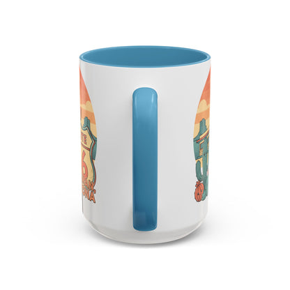 Route 66 Seligman Retro Pop Art Coffee Mug — Pastel Desert Sunset