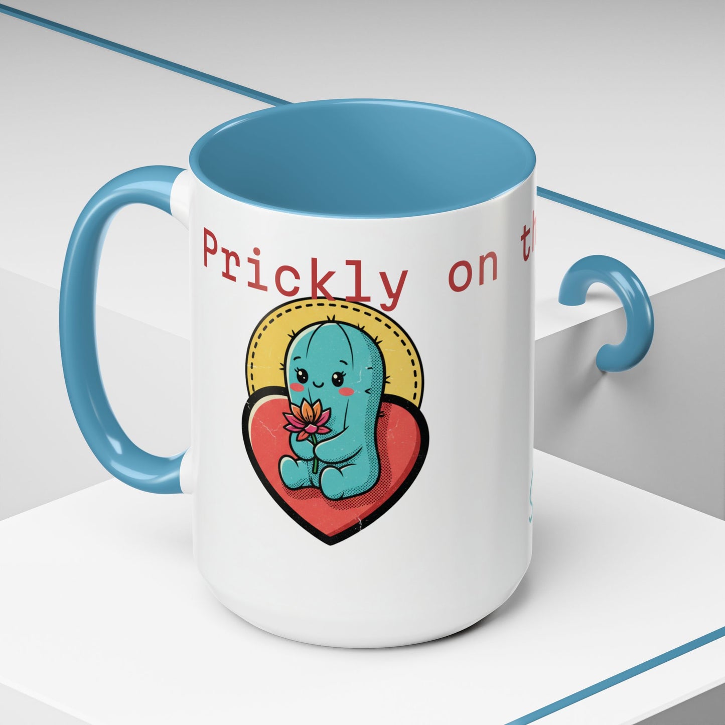 Prickly on the Outside, Soft for You Accent Coffee Mug — Cute Cactus Ceramic Mug (11/15 oz)